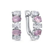 12-855-0100 Серьги дорожка с горным хрусталем и кварцем бренд Kabarovsky (Серебро 925)