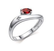 01-5025/БРГР-00-2,00 Кольцо с гранатом и бриллиантом бренд Алькор (Серебро 925)