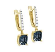 12-21886-2300-3,90 Серьги с лондон топазом и бриллиантами бренд Kabarovsky (Au 585)