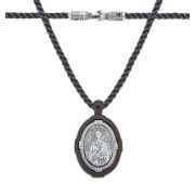 47-000054-105820 шнурок дерево с иконой Ангел Хранитель (Серебро 925)