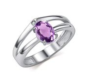 01-5024/БРАМ-00-2,30 Кольцо с аметистом с бриллиантами бренд Алькор (Серебро 925)
