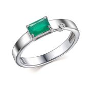 01-4681/БРАГ-00-2,22 Кольцо с агатом и бриллиантом бренд Алькор (Серебро 925)