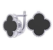 0201785-00185 Серьги четырехлистник с агатом бренд Pokrovsky (Серебро 925)