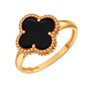 Т10301Б802 Кольцо четырехлистник с ониксом бренд Karatov (Au 585)