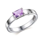 01-4681/БРАМ-00-2,16 Кольцо с аметистом и бриллиантом бренд Алькор (Серебро 925)
