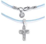 06-5623/100Б-00-1,67 Колье шнурок крест  с бриллиантом бренд Алькор (Серебро 925)