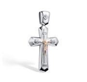 03-4076/000Б-00-2,61 Подвеска крест с бриллиантом бренд Алькор (Серебро 925)