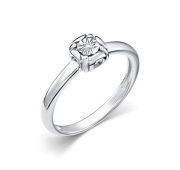 01-5689/000Б-00-2,02 Кольцо помолвочное с бриллиантом бренд Алькор (Серебро 925)
