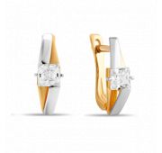 Серьги золотые с фианитами бренд Sanis