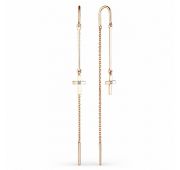 24439-100 Серьги продевки крест с бриллиантами бренд Алькор (Au 585)