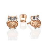 02-4469-00-000-1110-02 Серьги пуссеты сова бренд Platina (Au 585)