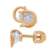 804-02381-10-00-20-00 Серьги пуссеты с фианитами (Au 585)