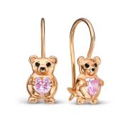 1204950 Серьги детские медведь бренд Delta (Au 585)