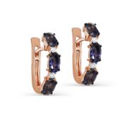 12-01804-21300-2,72 Серьги с иолитом и бриллиантами бренд Kabarovsky (Au 585)