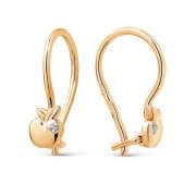 120021F648 Серьги детские яблоко (Au 585)