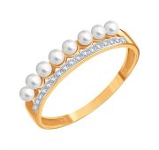 Т14801Б744 Кольцо дорожка с жемчугом бренд Karatov (Au 585)