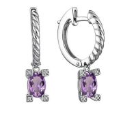 02-4004/00АМ-00 Серьги с аметистом бренд Алькор (Серебро 925)
