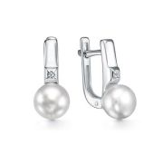 02-2175/БРЖБ-00 Серьги с жемчугом бренд Алькор (Серебро 925)
