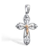 03-4075/000Б-00-1,86 Подвеска крест с бриллиантами (Серебро 925)