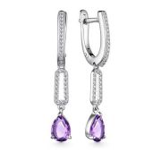 02-3486/00АМ-00 Серьги с аметистом бренд Алькор (Серебро 925)