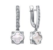 12-705-6200 Серьги четырехлистник с перламутром бренд Kabarovsky (Серебро 925)