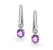 02-4343/БРАМ-00-3,53 Серьги с аметистом и брилиантами бренд Алькор (Серебро 925)