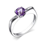 01-3951/БРАМ-00-2,54 Кольцо с аметистом и бриллиантами бренд Алькор (Серебро 925)