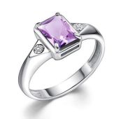 01-4344/БРАМ-00-2,05 Кольцо с аметистом и бриллиантами бренд Алькор (Серебро 925)