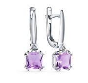02-3466/БРАМ-00-2,74 Серьги с аметистом и брилиантами бренд Алькор (Серебро 925)