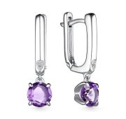 02-3951/БРАМ-00-3,3 Серьги с аметистом и бриллиантами бренд Алькор (Серебро 925)