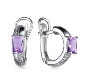 02-3950/БРАМ-00-3,79 Серьги с аметистом и бриллиантами бренд Алькор (Серебро 925)