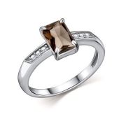 01-4851/00РТ-00 Кольцо с раух топазом бренд Алькор (Серебро 925)