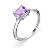 01-3466/БРАМ-00-1,5 Кольцо с аметистом и бриллиантами бренд Алькор (Серебро 925)