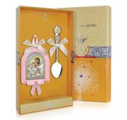 РИ105НБ00802 набор «Святое семейство» розовая ложка и икона (Серебро 925)