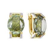 12-22006-21113-7,46 Серьги с празиолитом и бриллиантами бренд Kabarovsky (Au 585)