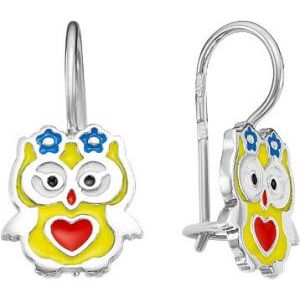 2110061 Серьги детские совушка с эмалью (Серебро 925)