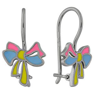 2110089 Серьги детские бантик с эмалью (Серебро 925)