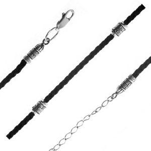 01-000084-105810 Браслет шнурок текстиль (Серебро 925)