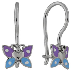 2110021 Серьги детские бабочки с эмалью (Серебро 925)